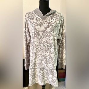 Simply Vera - Hooded Velour Long Sweatshirt Grey and White